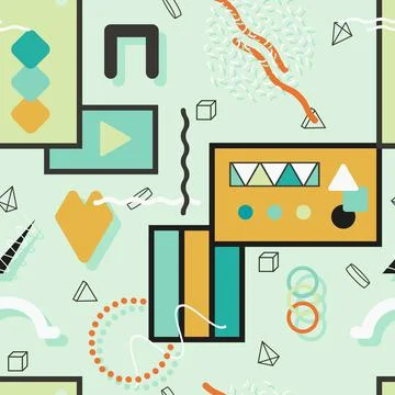 Vector seamless colorful abstract pattern with creative geometric shapes. Bright Illustrazione stock