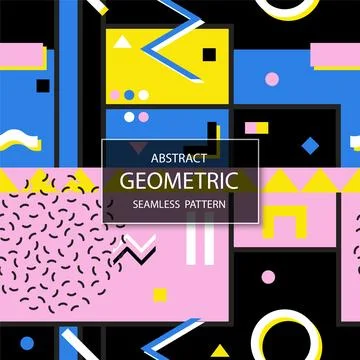 Vector seamless colorful abstract pattern with creative geometric shapes. Bright Illustrazione stock