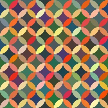 Vector Seamless Colorful Circle Star Quilt Tiling Pattern Stock Illustration
