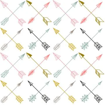 Vector seamless colorful ethnic pattern with arrows. Stock Illustration