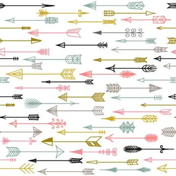 Vector seamless colorful ethnic pattern with arrows. Stock Illustration