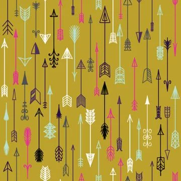 Vector seamless colorful ethnic pattern with arrows. Stock Illustration