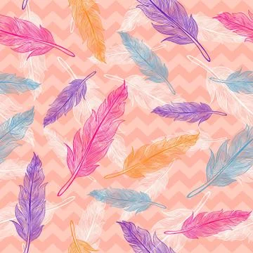 Vector seamless colorful feathers pattern Illustrazione stock