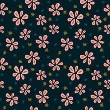 Vector Seamless colorful flower pattern. Flat botanical ornament Stock Illustration
