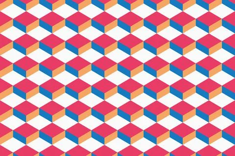 Vector seamless colorful geometric pattern. Bright 3d square repeatable イラスト素材