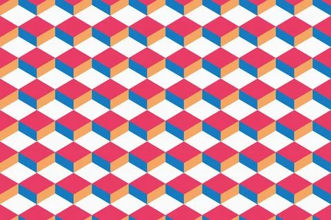 Vector seamless colorful geometric pattern. Bright 3d square repeatable Иллюстрация