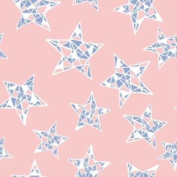 Vector seamless colorful stars pattern. Rose Quartz and Serenity colors Stock Illustration