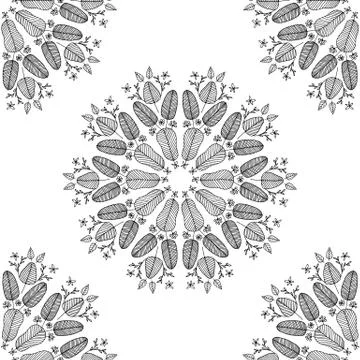 Vector seamless colorless floral pattern Stock Illustration