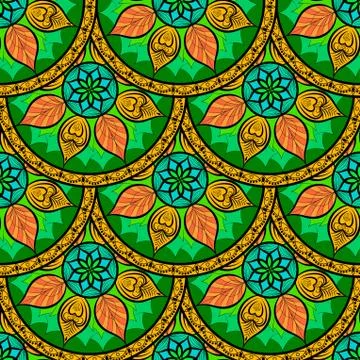 Vector Seamless Colour Mandala Pattern Stock Illustration