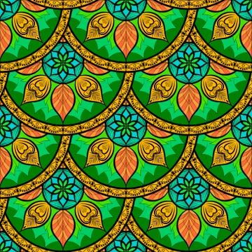 Vector Seamless Colour Mandala Pattern 스톡 일러스트