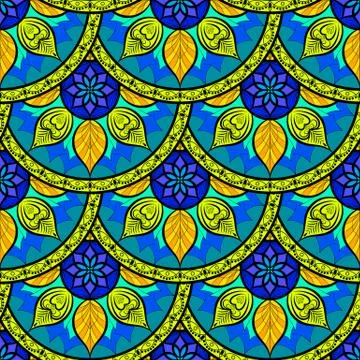 Vector Seamless Colour Mandala Pattern Illustrazione stock