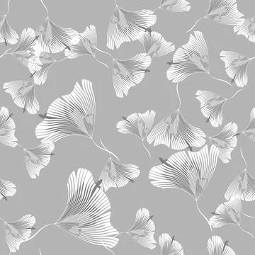 Vector Seamless Contour Floral Pattern. Monochrome Floral Texture, Decorative Stock Illustration