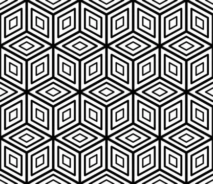 Vector seamless cube geometric pattern. Creative abstract illusion repeatable イラスト素材