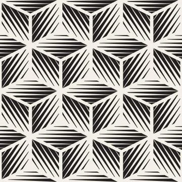 Vector Seamless Cube Shape Lines Engravement Geometric Pattern 스톡 일러스트