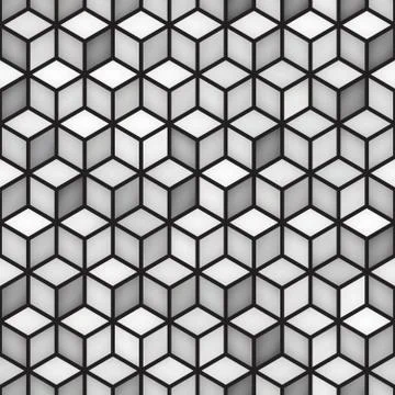 Vector Seamless Cube Shape Rhombus Grid Geometric Pattern Stock Illustration