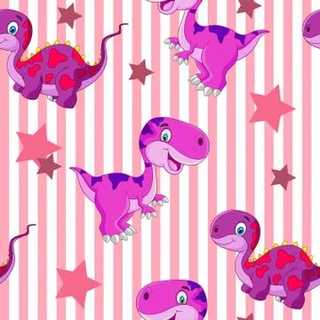 Vector seamless cute graphical cartoon dinosaur pattern. childhood design. Stock Illustration