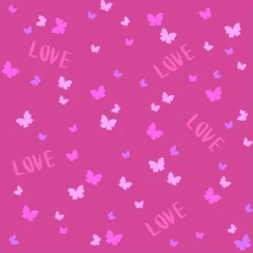 Vector Seamless Cute pattern with butterfly. Valentine's Day with love! Stock Illustration