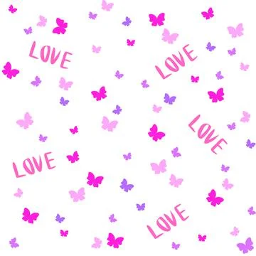 Vector Seamless Cute pattern with butterfly. Valentine's Day with love! Stock Illustration