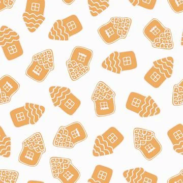 Vector seamless cute pattern with christmas cookies. Repeatable holiday cartoon イラスト素材