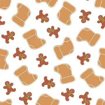 Vector seamless cute pattern with christmas cookies. Repeatable holiday cartoon イラスト素材