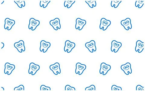 Vector seamless cute pattern with fairy magic teeth. Cute Tooth character can be Stock Illustration