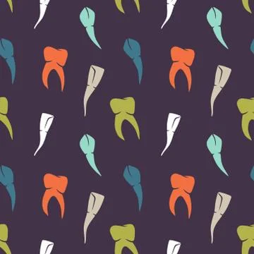 Vector seamless dark colorful teeth pattern Stock Illustration