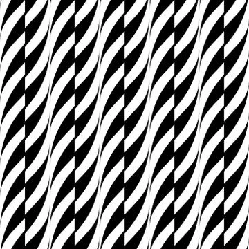Vector seamless decorative pattern. Weave striped black and white texture Stock Illustration