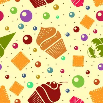 Vector seamless dessert background. Eps10 Stock Illustration