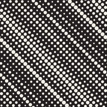 Vector Seamless Diagonal Halftone Circle Lines Pattern Stock Illustration