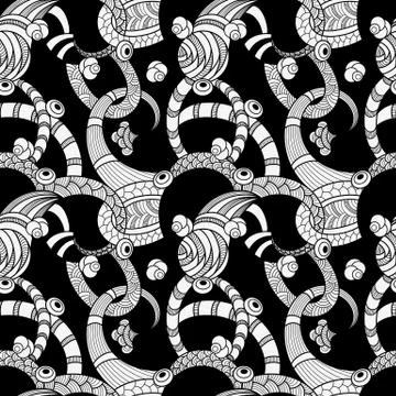 Vector seamless doodle floral pattern Stock Illustration