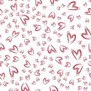 Vector seamless doodle heart pattern, polka dot hand drawn. Cute hand drawn 库存插图