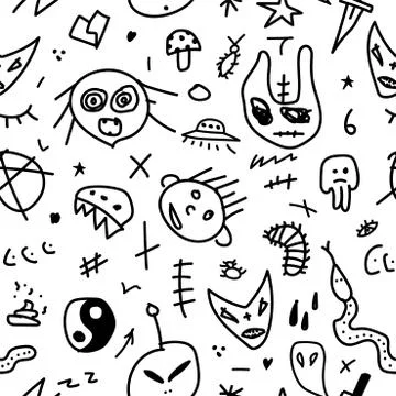 Vector seamless doodle pattern. Hand drawn cartoon illustration. Repeating 库存插图