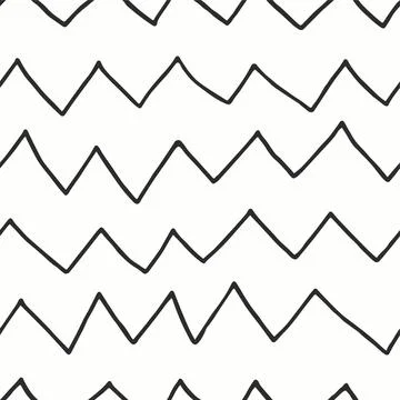 Vector seamless drawing zigzag pattern. Simple black and white striped Illustrazione stock