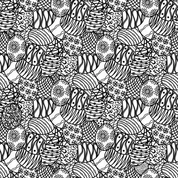 Vector seamless easter pattern featuring decorated eggs Stock Illustration
