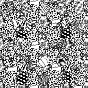 Vector seamless easter pattern featuring decorated eggs Stock Illustration