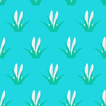 Vector seamless Easter pattern. Holiday repeatable blue cartoon background with Stock Illustration