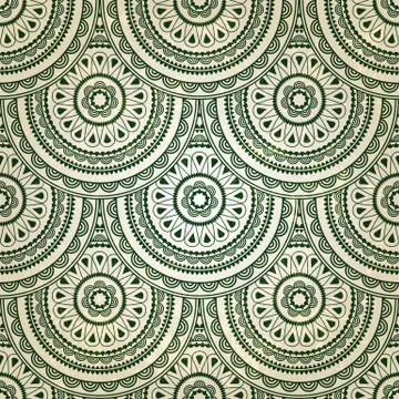 Vector seamless eastern floral  background in green Illustrazione stock