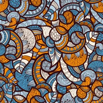 Vector seamless ethnic doodle bright floral  pattern Stock Illustration