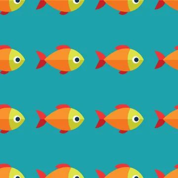 Vector seamless fish pattern. Ocean or aquarium background Stock Illustration