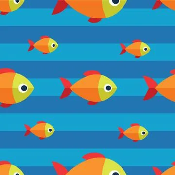Vector seamless fish pattern. Ocean or aquarium background Stock Illustration