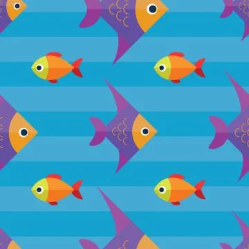 Vector seamless fish pattern. Ocean or aquarium background Illustrazione stock