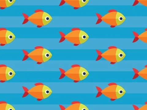 Vector seamless fish pattern. Ocean or aquarium background Stock Illustration