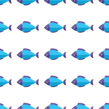 Vector seamless fish pattern. Ocean or aquarium background Stock Illustration