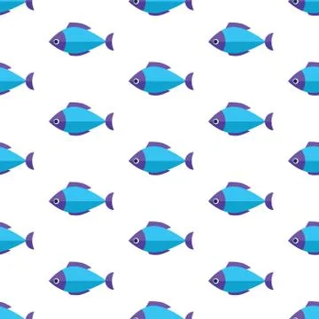 Vector seamless fish pattern. Ocean or aquarium background Stock Illustration