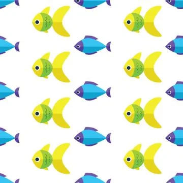 Vector seamless fish pattern. Ocean or aquarium background Stock Illustration