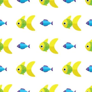 Vector seamless fish pattern. Ocean or aquarium background Stock Illustration