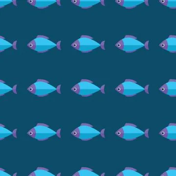 Vector seamless fish pattern. Ocean or aquarium background Stock Illustration
