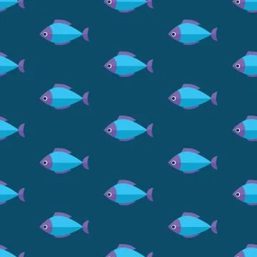 Vector seamless fish pattern. Ocean or aquarium background Stock Illustration