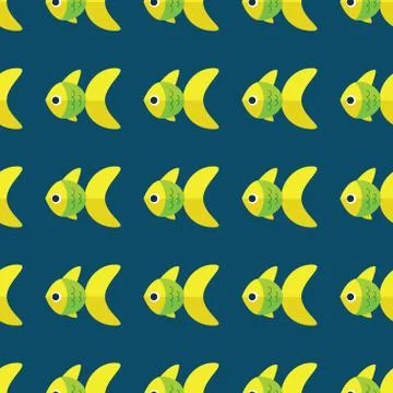 Vector seamless fish pattern. Ocean or aquarium background Stock Illustration