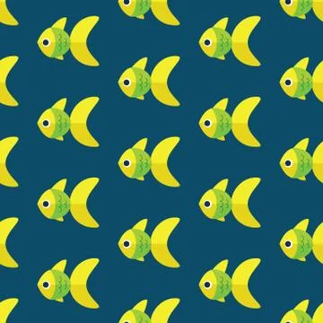Vector seamless fish pattern. Ocean or aquarium background Stock Illustration